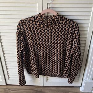 Maeve Black and Brown Cowl Neck Sweater